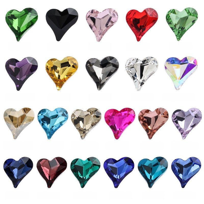 Tilted Heart Glass Point Back Rhinestones for Nail Art, Shoes & Bag Decoration main image Tilted Heart Glass Point Back Rhinestones for Nail Art, Shoes & Bag Decoration main image