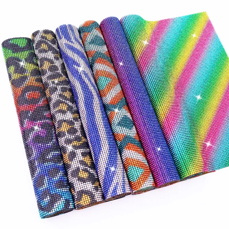 Patterned Glass Rhinestone Sticker Sheet with Self-Adhesive Backing for Shoes Bags and DIY Decoration main image