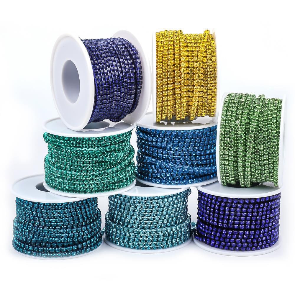 E-coating Rhinestone Chain Trim Roll for Apparel & Bag Decoration gallery image 1 E-coating Rhinestone Chain Trim Roll for Apparel & Bag Decoration gallery image 1