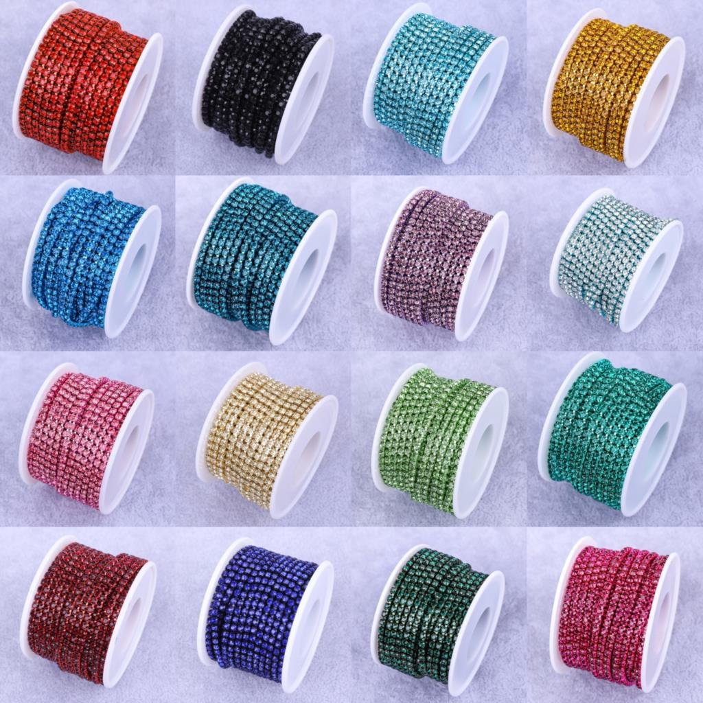 E-coating Rhinestone Chain Trim Roll for Apparel & Bag Decoration gallery image 2 E-coating Rhinestone Chain Trim Roll for Apparel & Bag Decoration gallery image 2