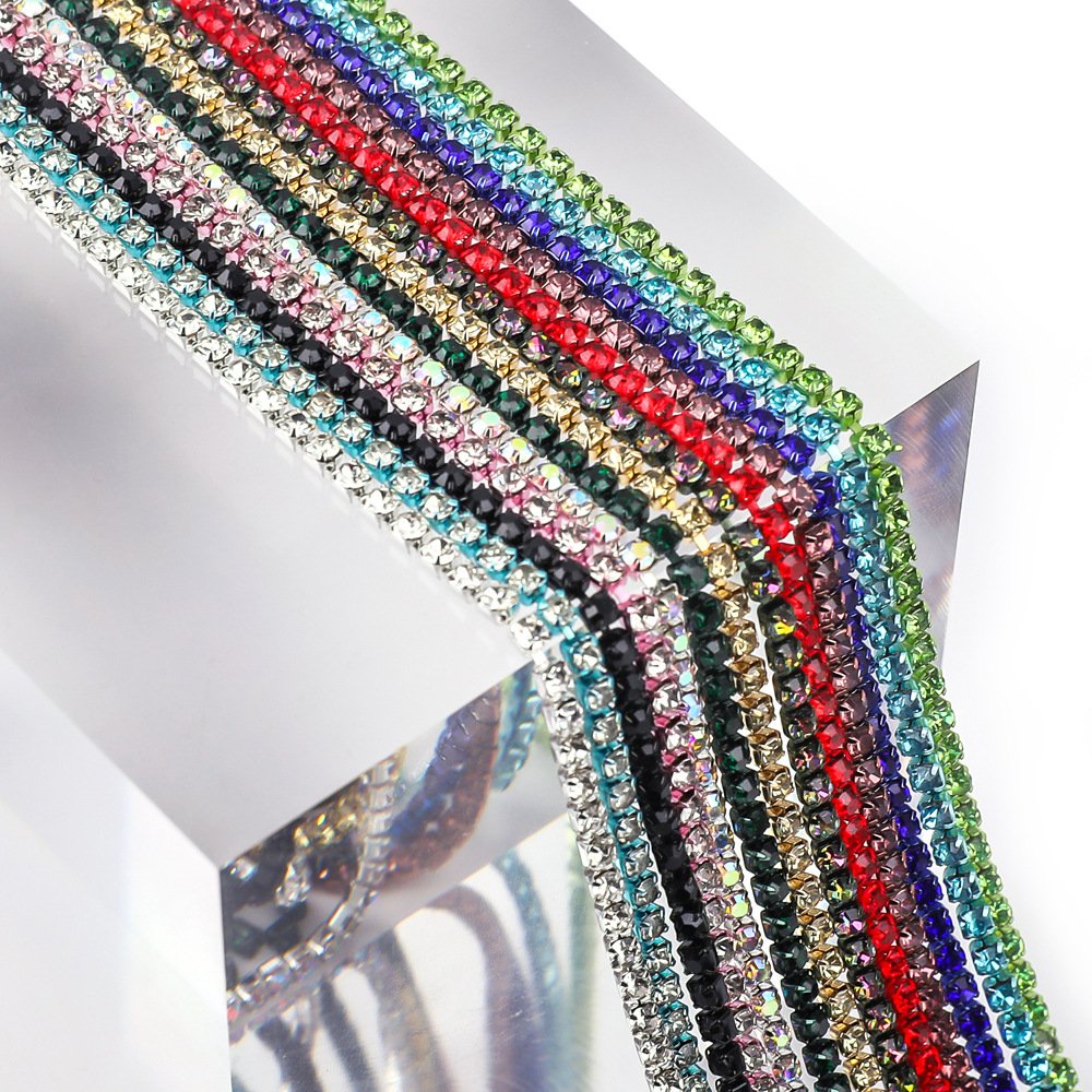 E-coating Rhinestone Chain Trim Roll for Apparel & Bag Decoration gallery image 3 E-coating Rhinestone Chain Trim Roll for Apparel & Bag Decoration gallery image 3