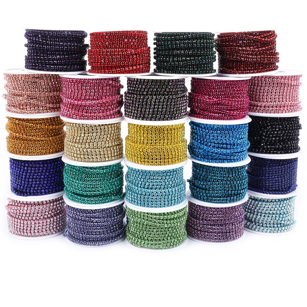 E-coating Rhinestone Chain Trim Roll for Apparel & Bag Decoration main image E-coating Rhinestone Chain Trim Roll for Apparel & Bag Decoration main image
