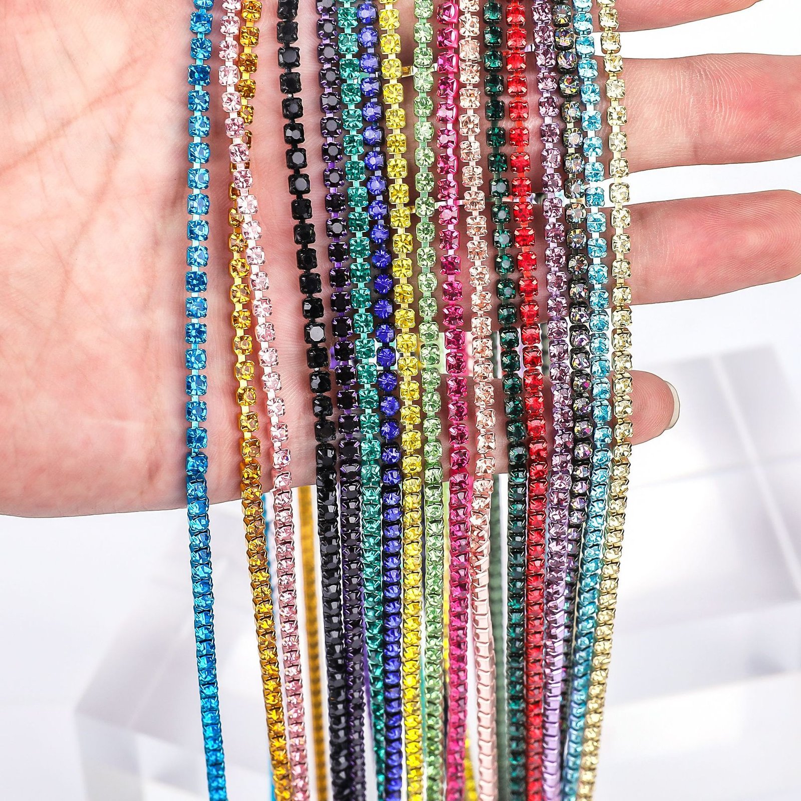 Colorful E-coating Rhinestone Chain Roll for Shoes, Bags & Apparel gallery image 1