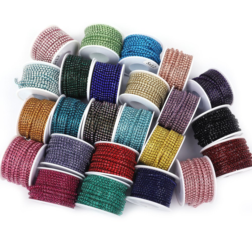 Colorful E-coating Rhinestone Chain Roll for Shoes, Bags & Apparel main image Colorful E-coating Rhinestone Chain Roll for Shoes, Bags & Apparel main image