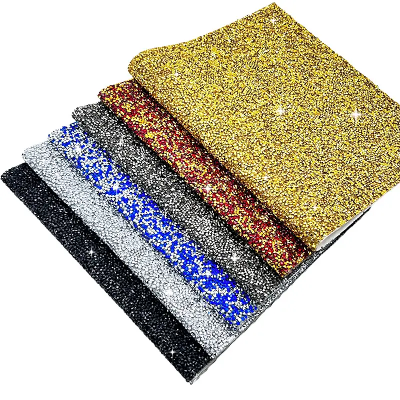Assorted resin rhinestone sheets showing metallic and AB color options